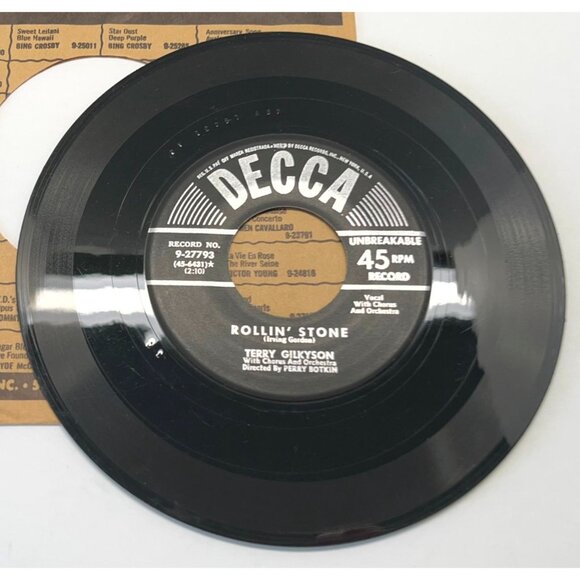 Terry Gilkyson Stay Awhile / Rollin Stone 45 Vinyl 50s Country DECCA 27793 - Picture 6 of 6